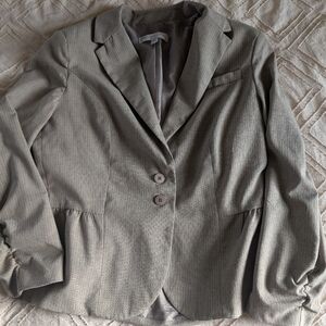 New York and Co. Stretch Blazer, Tan Pinstripe size 10 Tall